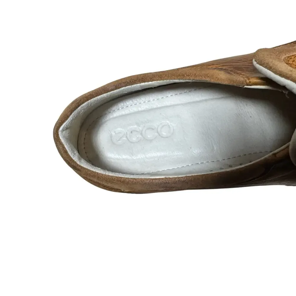 ECCO Women's Cayla Cognac Leather Slip On‎ Comfort Loafer Flats - Size 39
